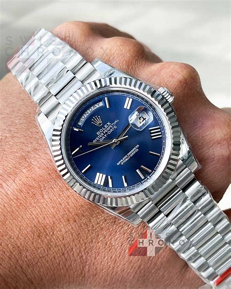 blue day date rolex diamond|Rolex Day-Date price new.